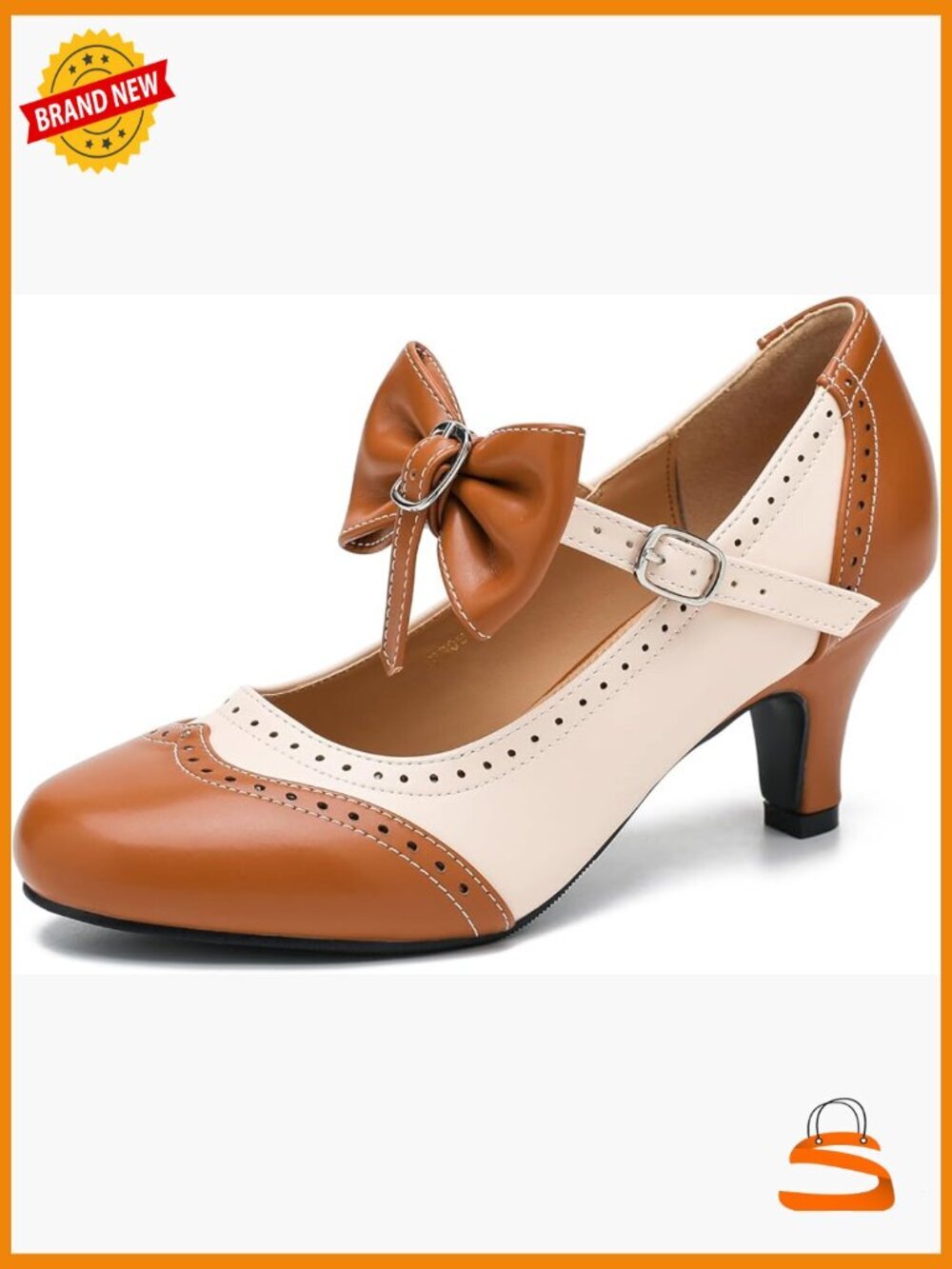 Vintage Two Tone Bow Pumps - Kitten Heel Dress Shoes for Wedding Tea Party